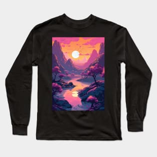 Sunset - otherworldly planet Anime Style Long Sleeve T-Shirt